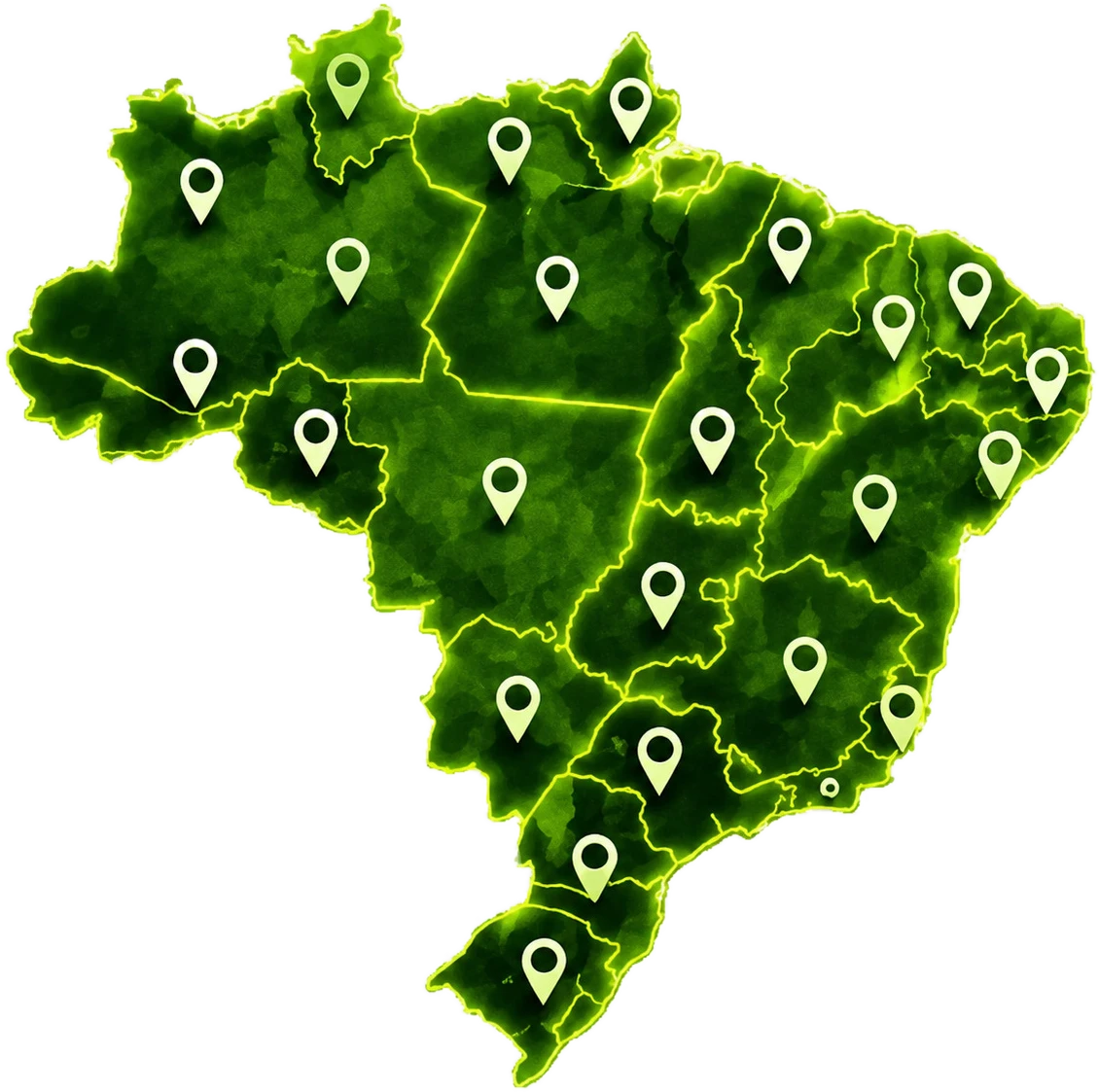 Mapa de atuação da América Agrícola — alunos formados em todos os estados do Brasil